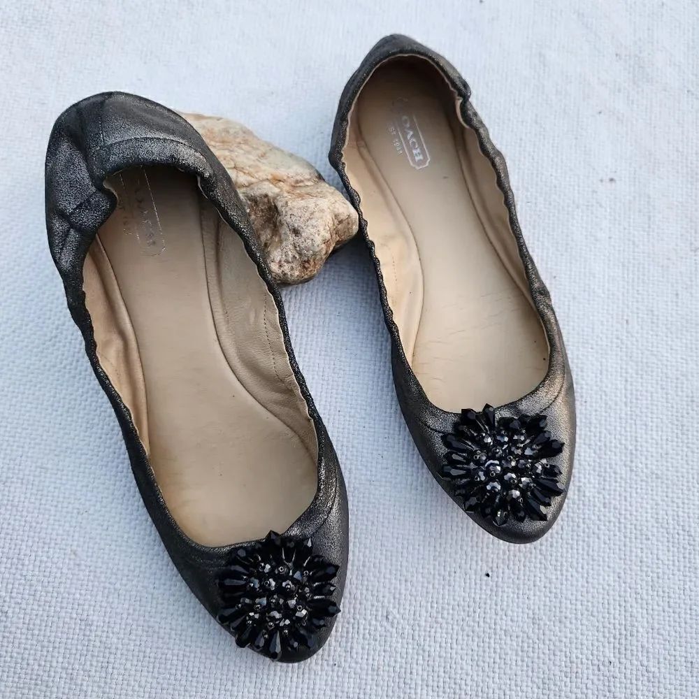 Coach Melanie metallic embellished flats
